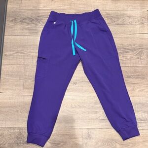 Figs Purple Jogger Pants with Turquoise Drawstring
